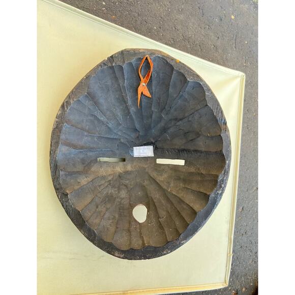 Handcrafted Ghanaian Tribal Mask – African Wall Art with Bold Geometric Design - Picture 2 of 2